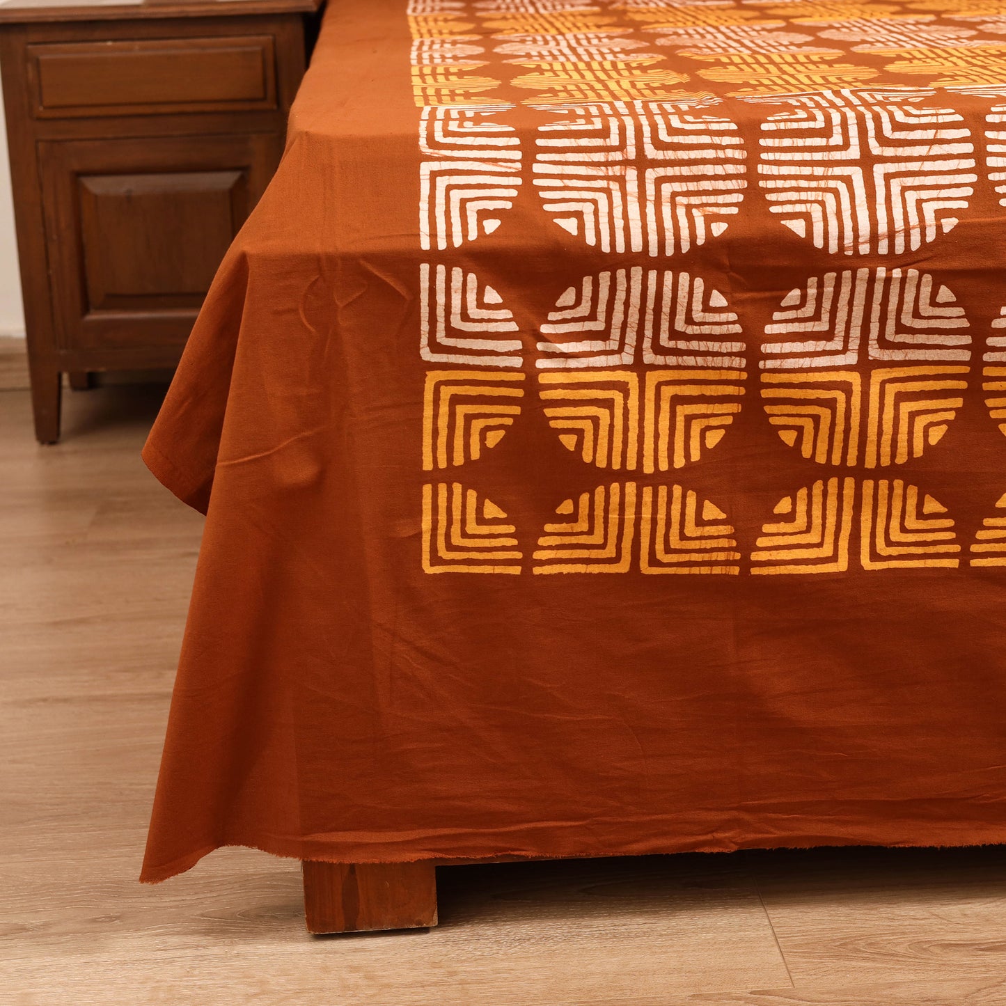 Hand Block Batik Print Cotton Double Bedsheet Set (108 x 90 in) 17