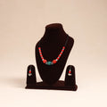 Red - german silver wooden beads necklace set 73