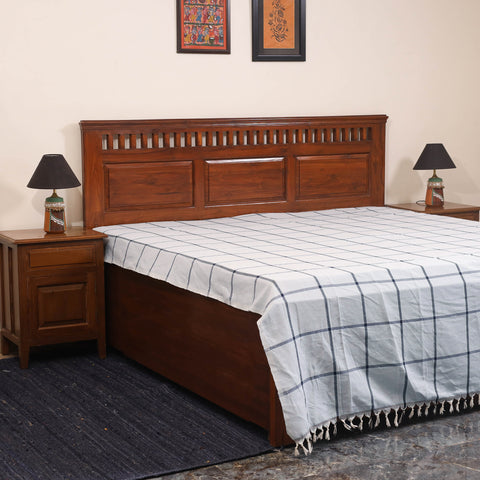 Blue - double handloom cotton bed sheet (108 x 90 in) 35