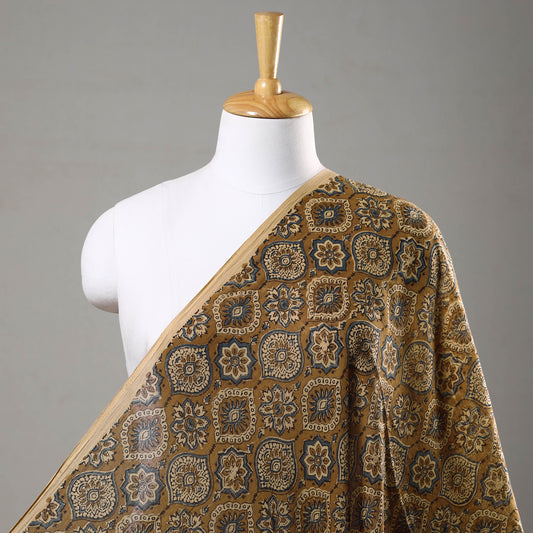 Brown - Ajrakh Hand Block Printed Mul Cotton Fabric 03