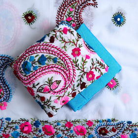 Multicolor - 3pc Hand Embroidery Georgette Phulkari Dress Material 52