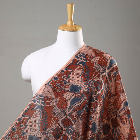 Red - Ajrakh Hand Block Printed Mul Cotton Fabric 07