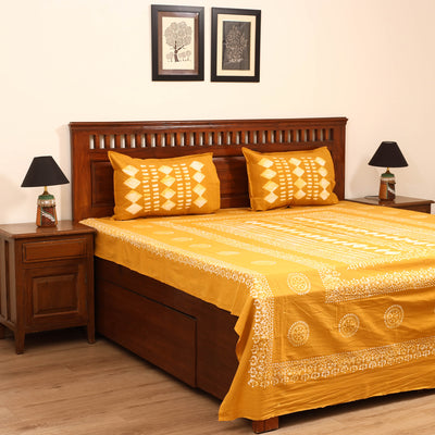 Hand Block Batik Print Cotton Double Bedsheet Set (108 x 90 in) 18