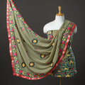 Green 3pc Hand Embroidery Georgette Phulkari Dress Material