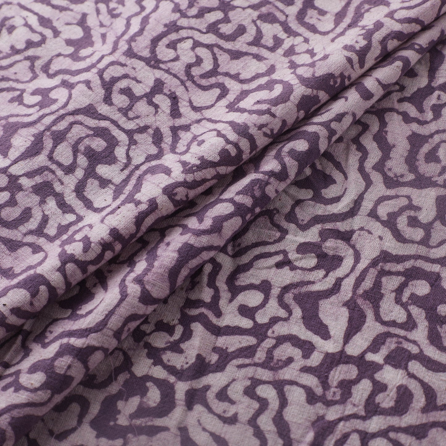 Purple - Authentic Kutch Hand Block Batik Print Pure Handwoven Natural Dyed Kala Cotton Fabric 46