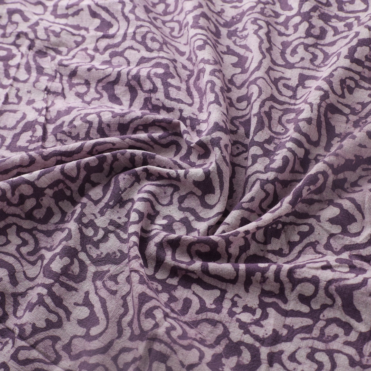 Purple - Authentic Kutch Hand Block Batik Print Pure Handwoven Natural Dyed Kala Cotton Fabric 46