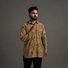 Buy Yellow Pedana Block Print Cotton Men Kalamkari Shirt 