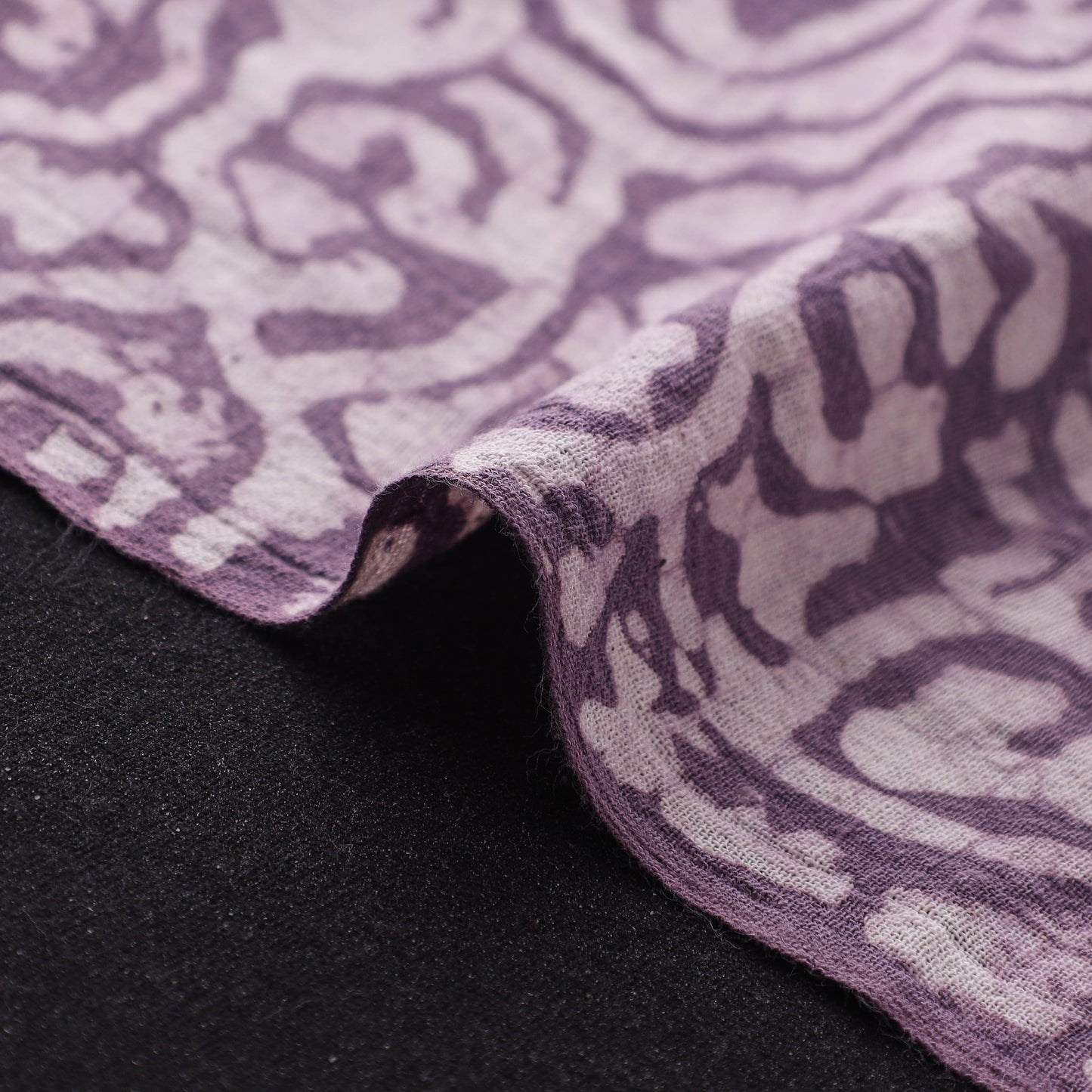 Purple - Authentic Kutch Hand Block Batik Print Pure Handwoven Natural Dyed Kala Cotton Fabric 46