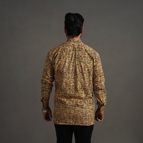 Buy Yellow Pedana Block Print Cotton Men Kalamkari Shirt 