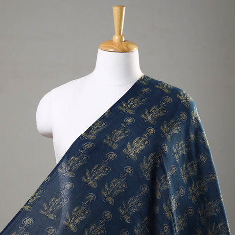 Blue - Ajrakh Hand Block Printed Mul Cotton Fabric 06