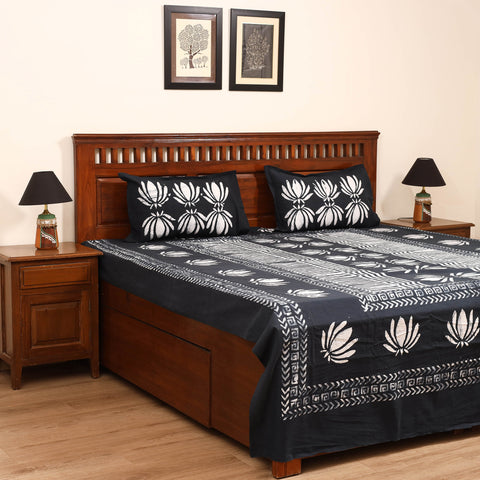 Hand Block Batik Print Cotton Double Bedsheet Set (108 x 90 in)  19