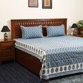 Blue - cotton double sanganeri bed sheet set (108 x 90 in)