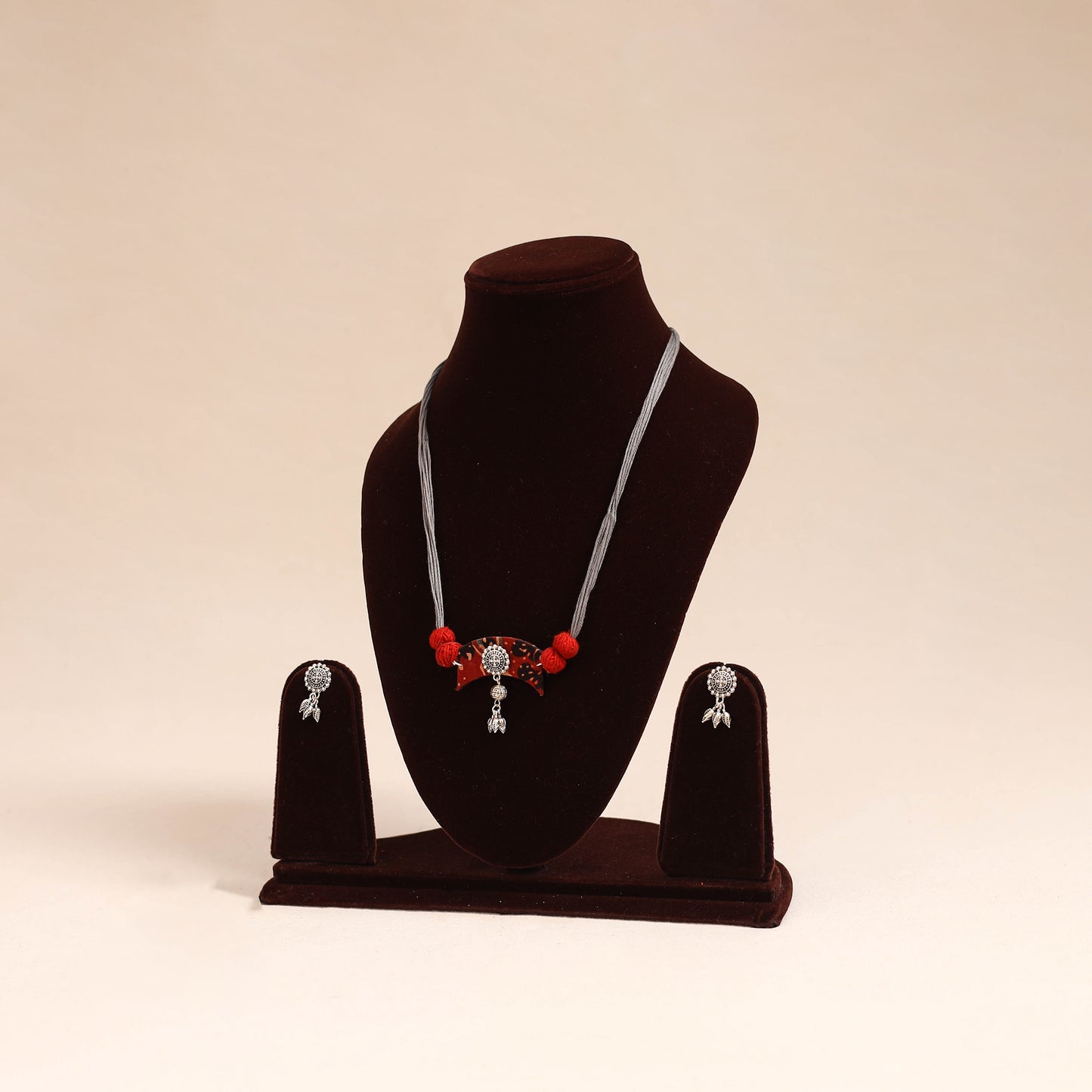 Grey - german silver fabart necklace set 16 - handcrafted