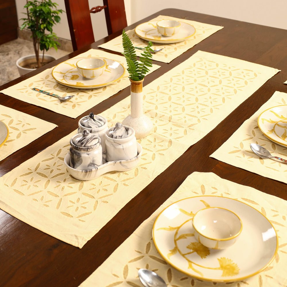 Applique Cut Work Table Runner with Table Mat Set 48