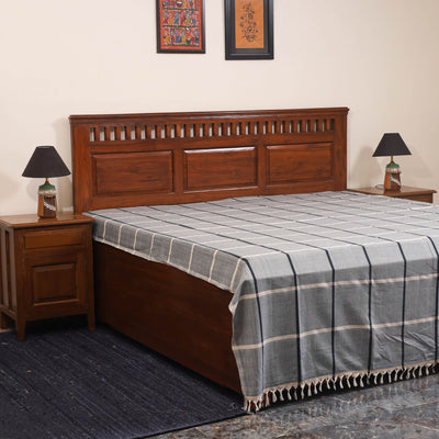 Blue - double handloom cotton bed sheet (108 x 90 in) 39