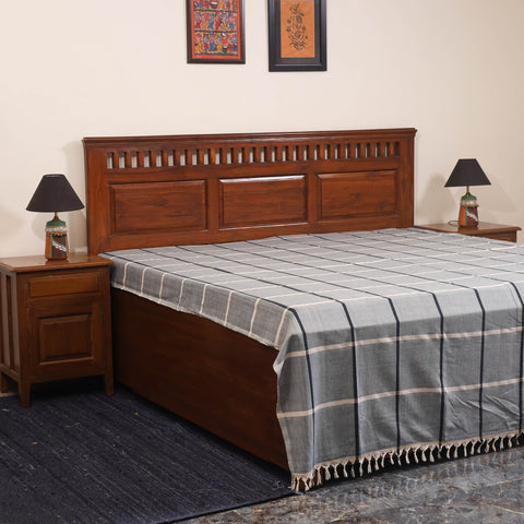 Blue - double handloom cotton bed sheet (108 x 90 in) 39