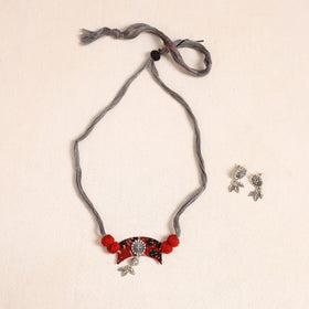 Grey - german silver fabart necklace set 16 - handcrafted