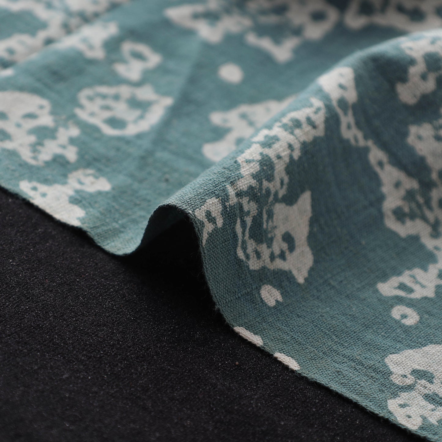Green - Authentic Kutch Hand Block Batik Print Pure Handwoven Natural Dyed Kala Cotton Fabric 50