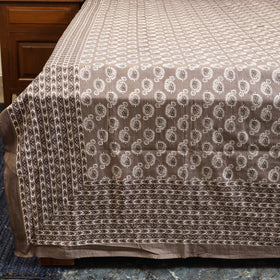 Brown - cotton double sanganeri bed sheet set (108 x 90 in)