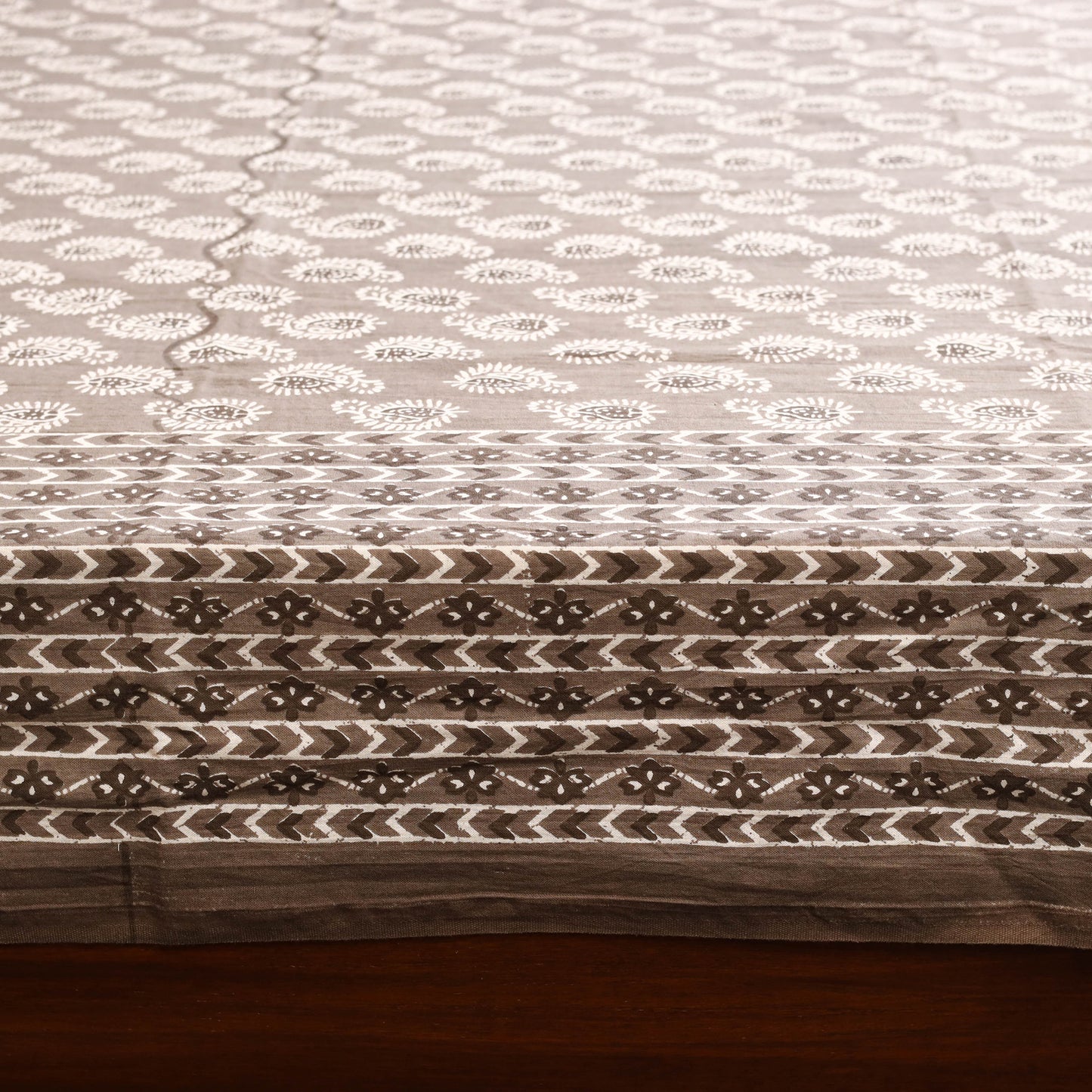 Brown - cotton double sanganeri bed sheet set (108 x 90 in)