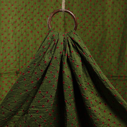 Pickle Green Kutch Bandhani Tie-Dye Cotton Fabric