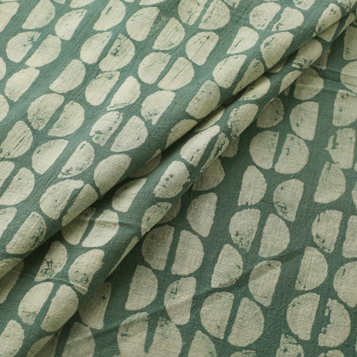 Green - Authentic Kutch Hand Block Batik Print Pure Handwoven Natural Dyed Kala Cotton Fabric 58