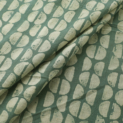 Green - Authentic Kutch Hand Block Batik Print Pure Handwoven Natural Dyed Kala Cotton Fabric 58