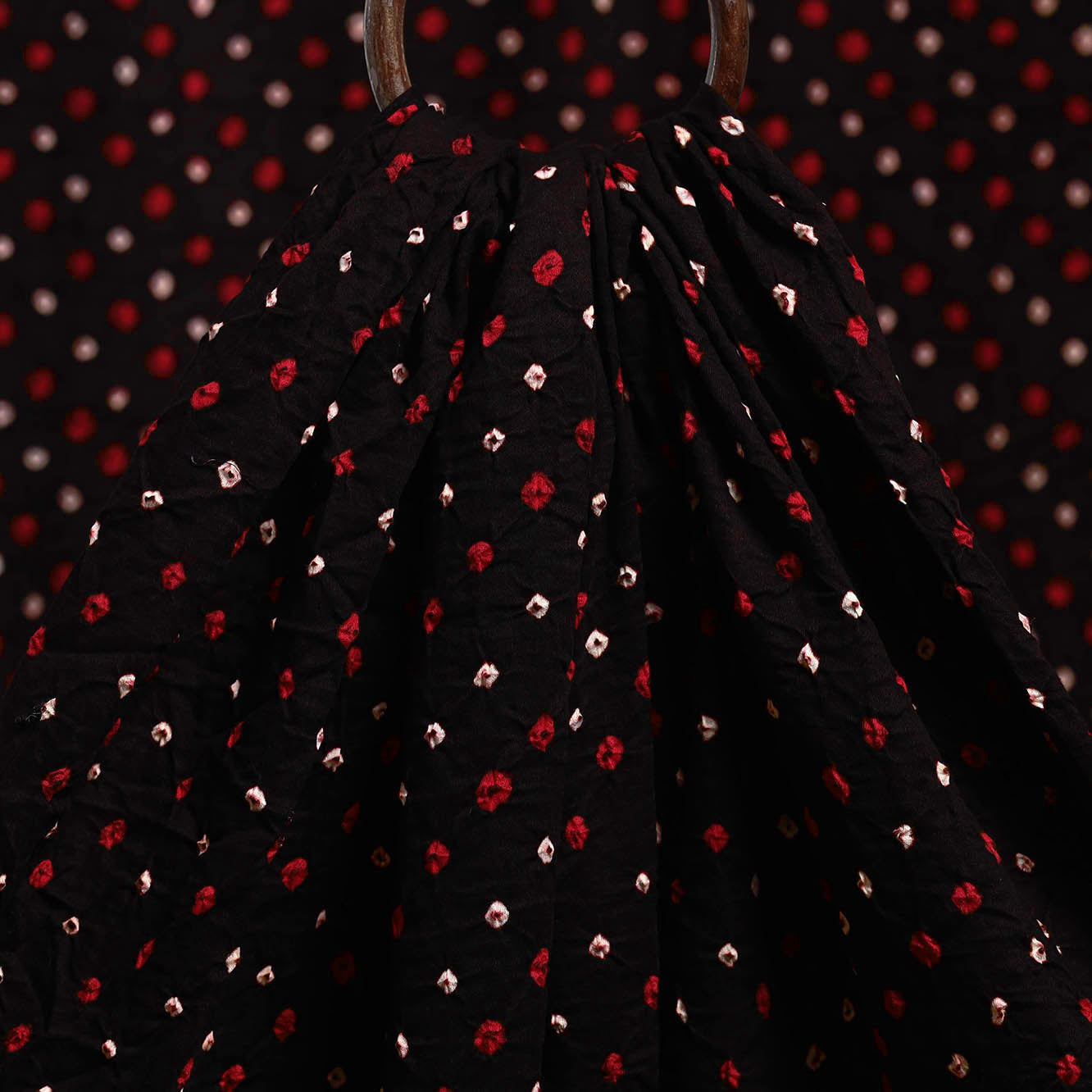 Black - kutch tie-dye cotton bandhani fabric 26