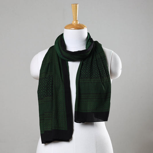 Green - Bagh Hand Block Printed Cotton Stole