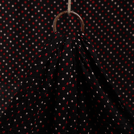 Black - Kutch Bandhani Tie-Dye Cotton Fabric
