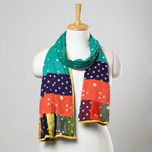 Multicolor - Bandhani Tie-Dye Patchwork Cotton Stole 09
