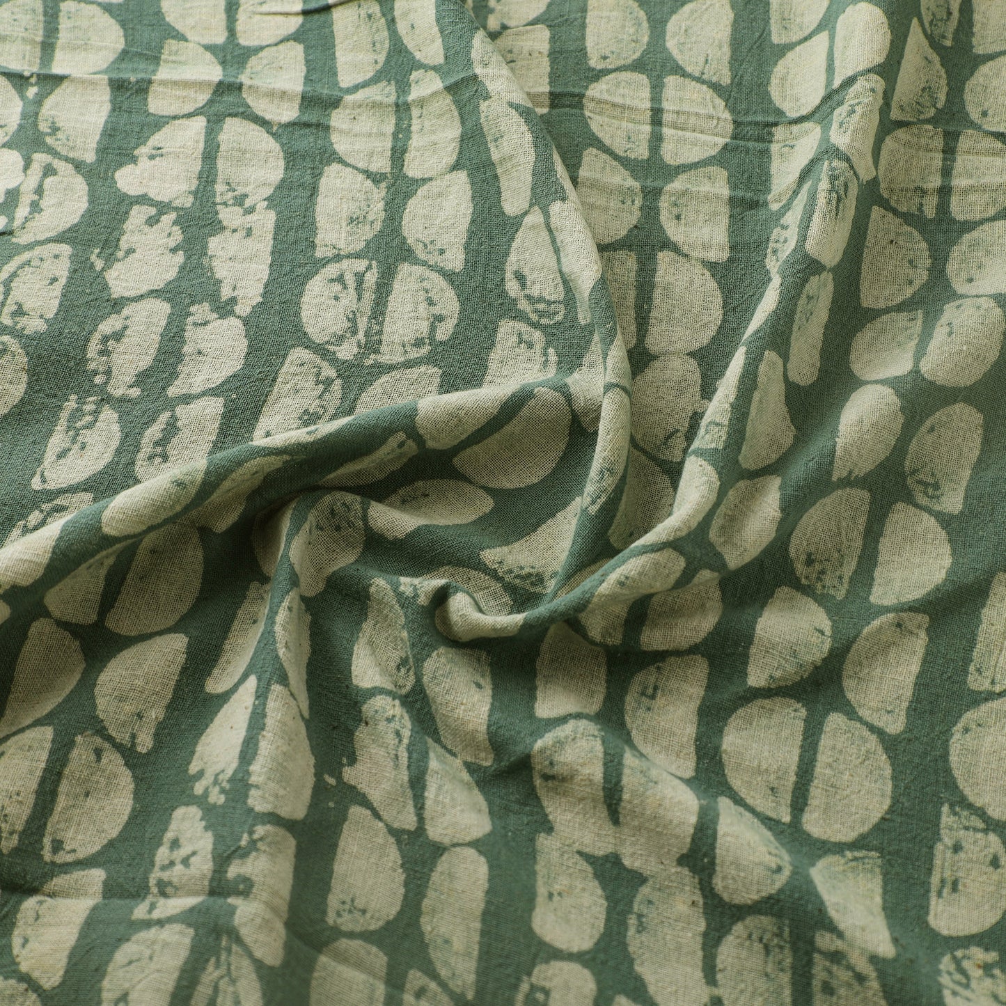 Green - Authentic Kutch Hand Block Batik Print Pure Handwoven Natural Dyed Kala Cotton Fabric 58