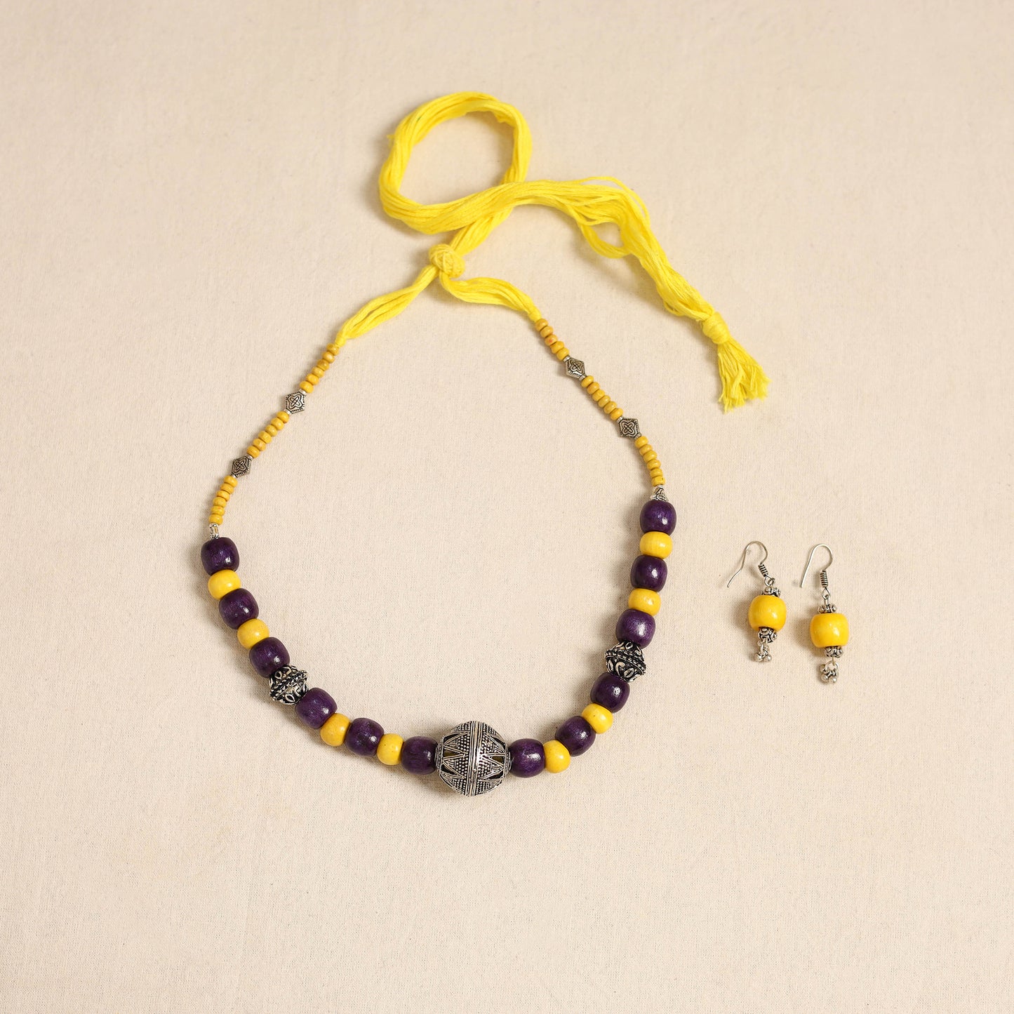 Multicolor - german silver wooden beads necklace set 86