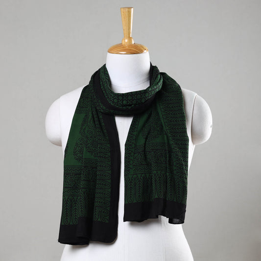 Green - Bagh Hand Block Printed Cotton Stole