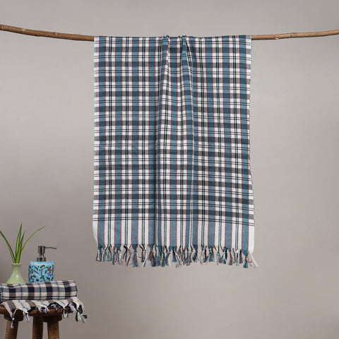Handloom fine cotton checks bath towel 02 - handcrafted