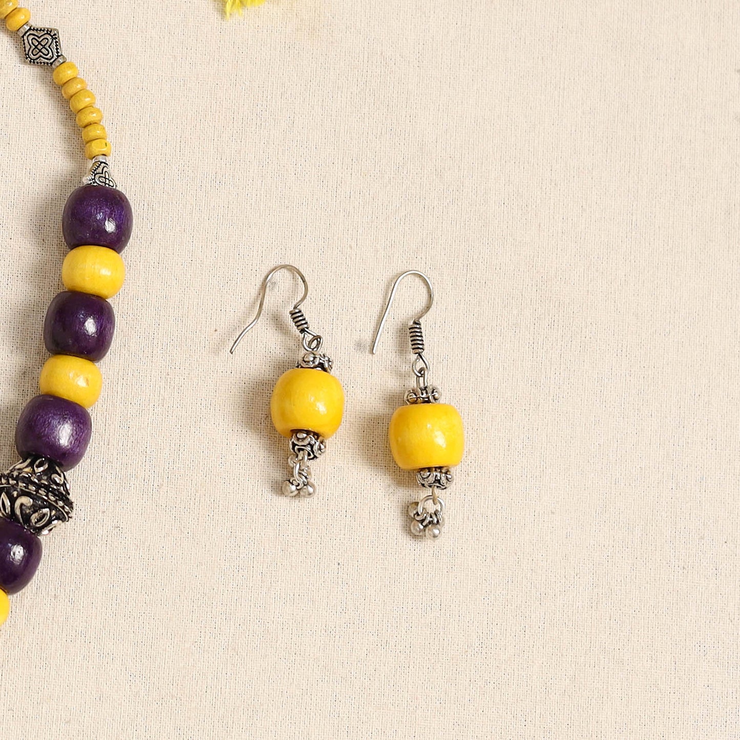 Multicolor - german silver wooden beads necklace set 86