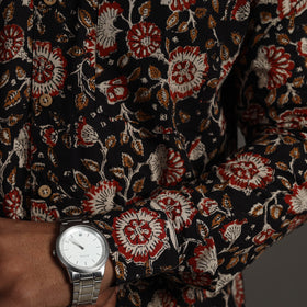 Black Bagru Block Printed Cotton Men Full Sleeve Shirt