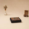 Black - Handpainted Kalamkari Natural Dyed Ghicha Silk Jewellery Box 17