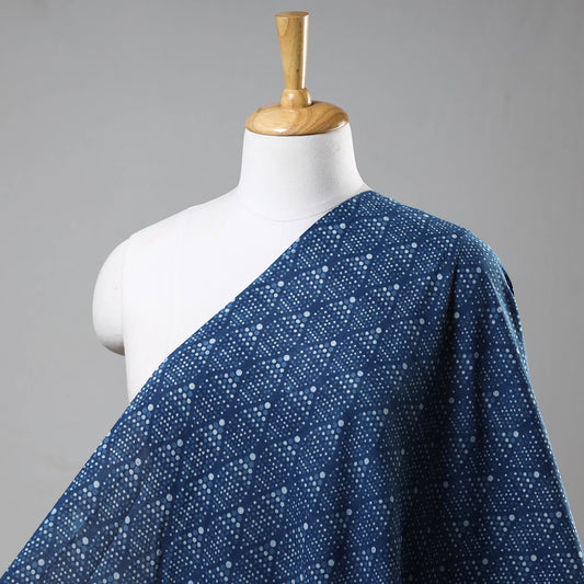 Blue - Indigo Block Printed Natural Dyed Cotton Fabric