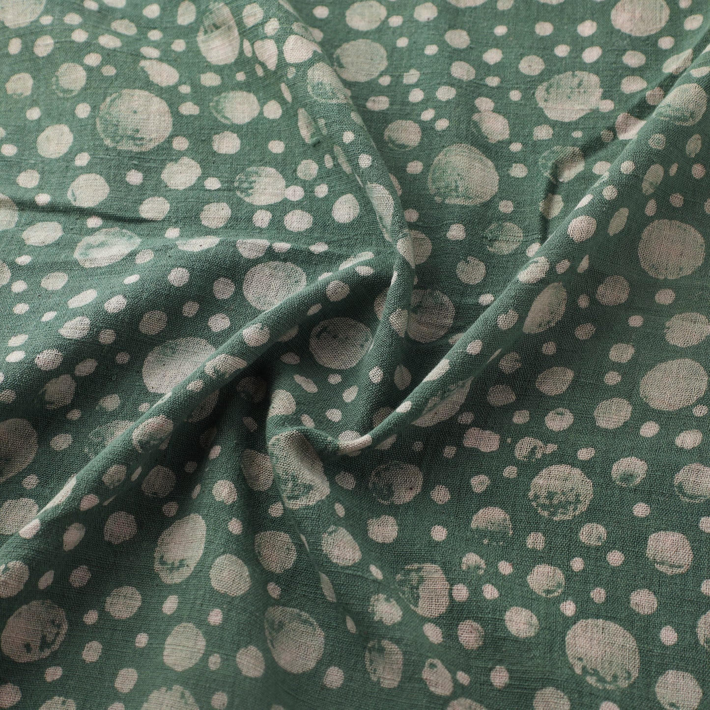 Green - Authentic Kutch Hand Block Batik Print Pure Handwoven Natural Dyed Kala Cotton Fabric 55