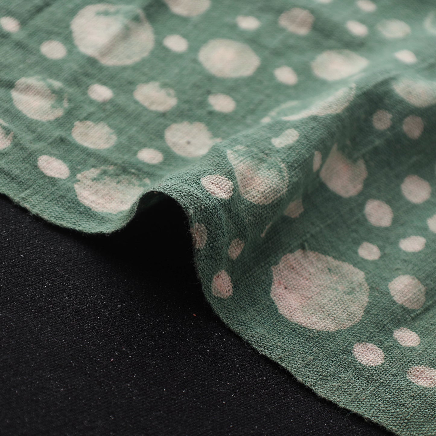 Green - Authentic Kutch Hand Block Batik Print Pure Handwoven Natural Dyed Kala Cotton Fabric 55