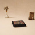 Black - Handpainted Kalamkari Natural Dyed Ghicha Silk Jewellery Box 18