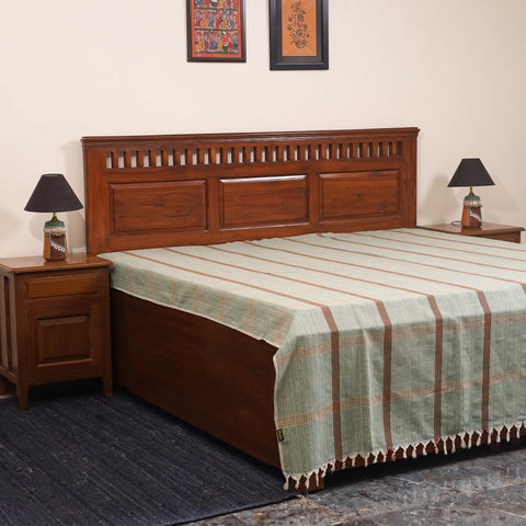 Green - double handloom cotton bed sheet (108 x 90 in) 43