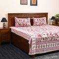 Pink - cotton double sanganeri bed sheet set (108 x 90 in)