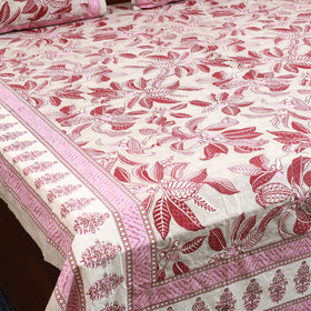 Pink - cotton double sanganeri bed sheet set (108 x 90 in)