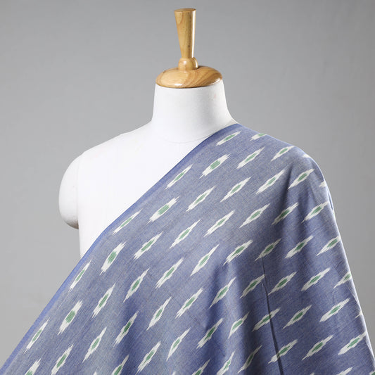 Blue - Pochampally Ikat Weave Cotton Handloom Fabric