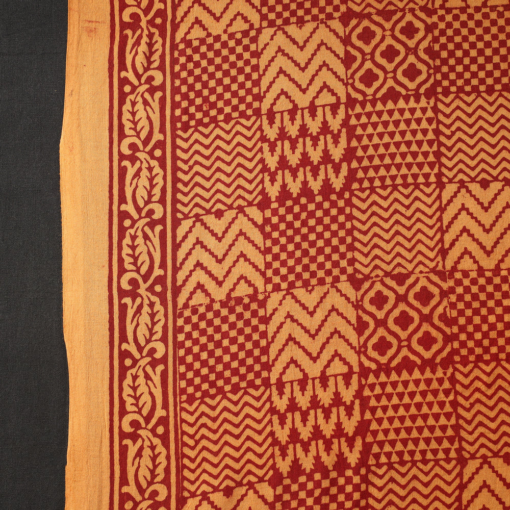 Orange - Bagh Block Printed Cotton Fabric