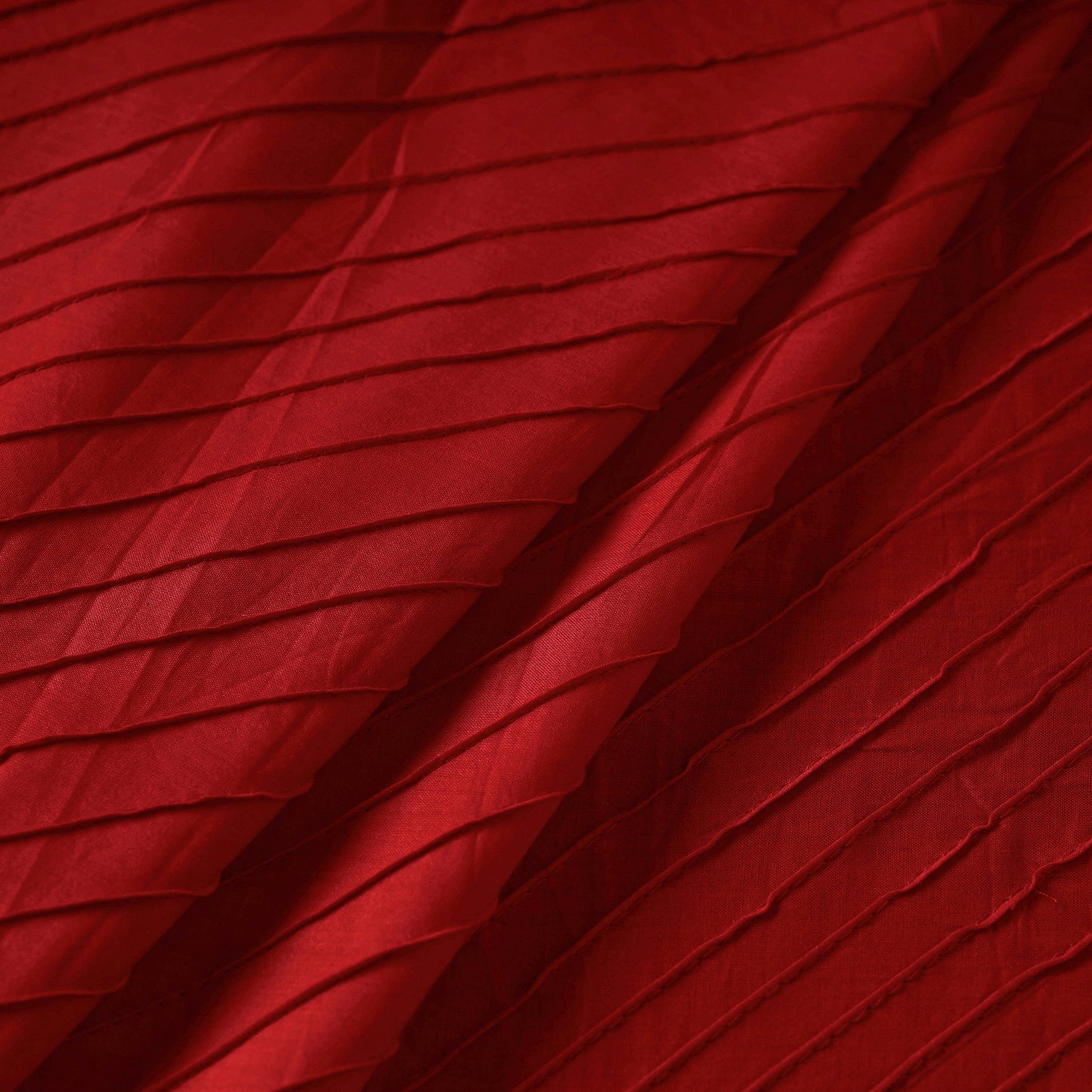 Red - Pintuck Plain Pure Cotton Fabric