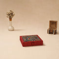 Red - Handpainted Kalamkari Natural Dyed Ghicha Silk Jewellery Box 20