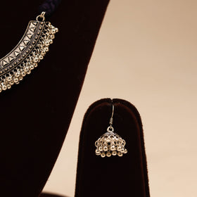 Black - german silver thread braided necklace set 05